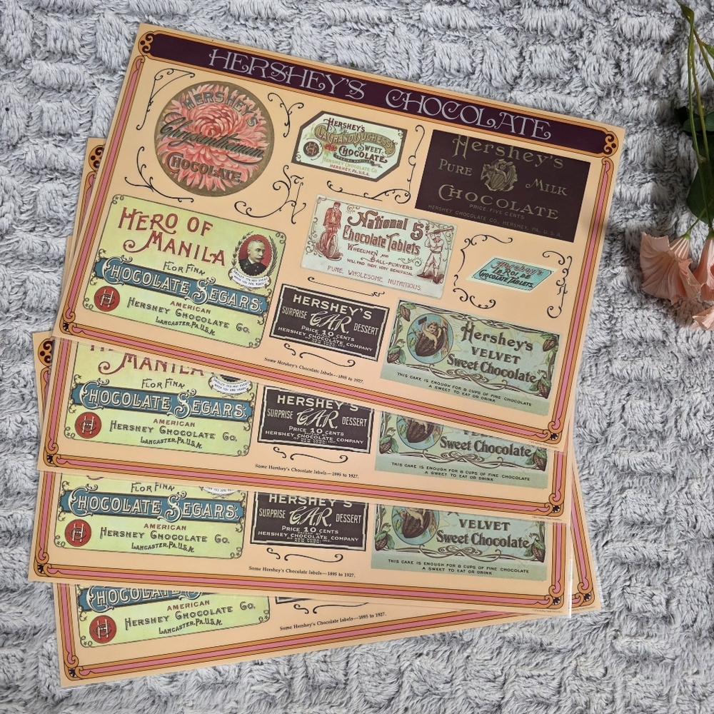 Hershey's Placemats 1974 Vintage Hershey, PA Souvenir  Set of 4